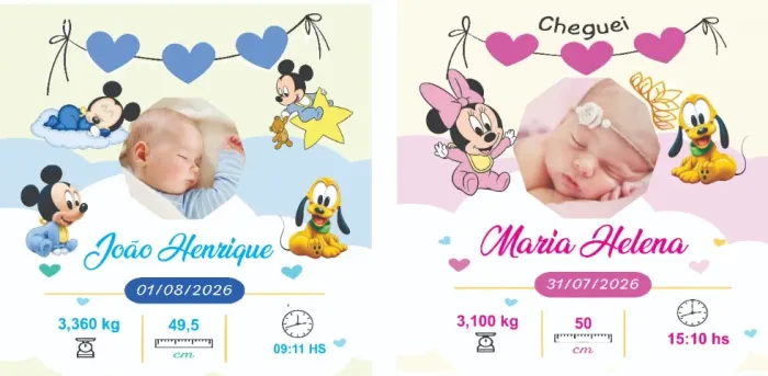 Quadro nascimento de bebe no azulejo personalizado com suporte 15 cm