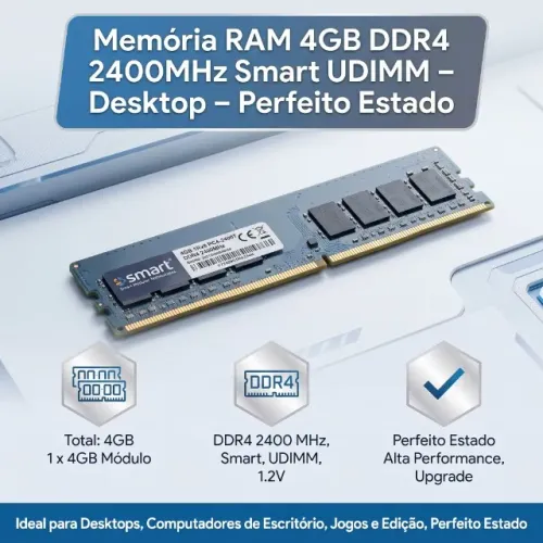 Memória RAM 4GB DDR4 2400MHz Smart UDIMM - Desktop - Perfeito Estado