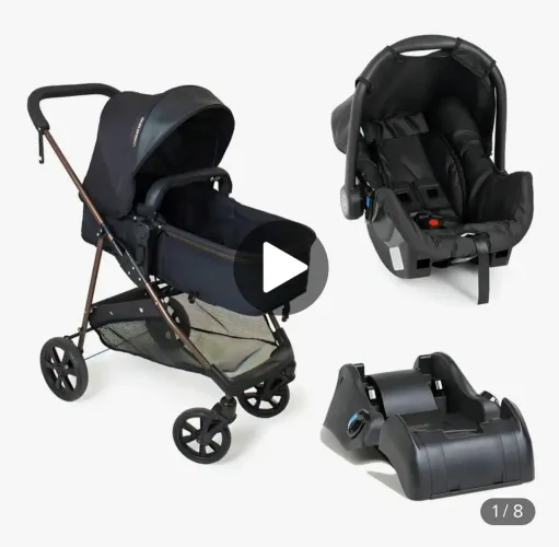 Travel System Galzerano Carrinho + Bebê Conforto + Base