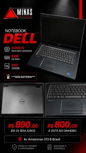 Notebook Dell CORE i5, 6gb RAM, SSD 120gb