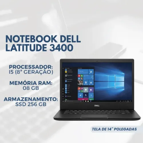 Notebook Dell Latitude 3400 Intel Core i5 8ª Geração 8GB DDR4 SSD 256GB