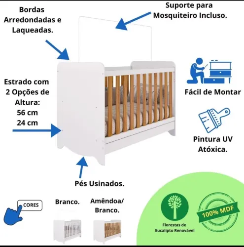 Berço Americano Ben 3 em 1 Mini Cama Mini Sofá 