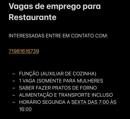 Vagas de emprego restaurante