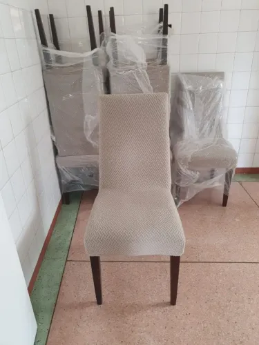 6 Cadeiras Estofadas para Sala de Jantar - Madeira Maciça