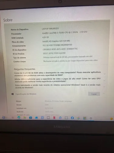 Notebook Samsung 