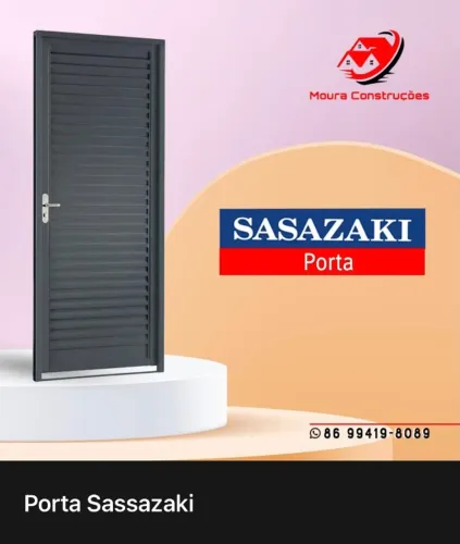 Porta de Alumínio Sassazaki Veneziana Grafite