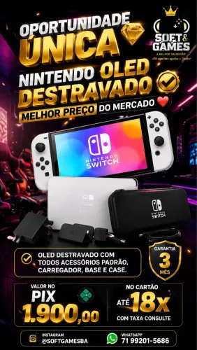 Nintendo OLED destravado com jogos com garantia loja física