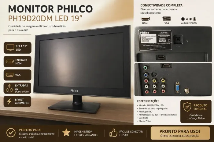 Monitor Philco/TV 19? LED HDMI VGA - R$ 250
