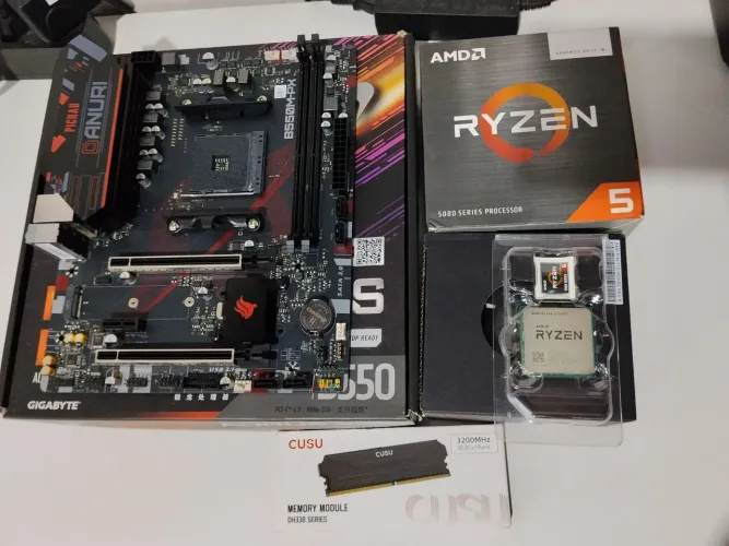 KIT RYZEN 5 5600G COM COOLER + PLACA MÃE B550M