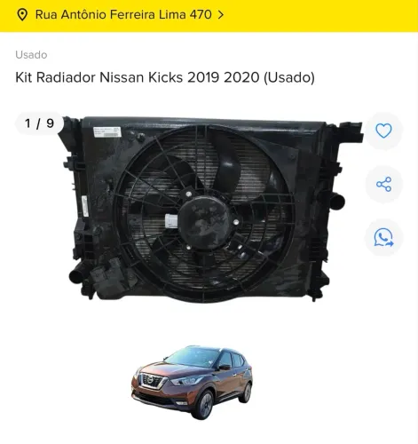 KIT RADIADOR COMPLETO NISSAN KICKS 1.6 16v ORIGINAL 