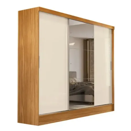 Guarda Roupa Casal Fortaleza 3 Portas Off White