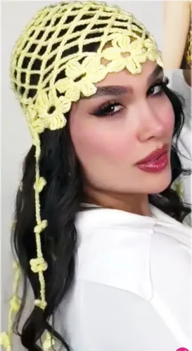 Headpiece touca de crochê ,tendência nesse verão 