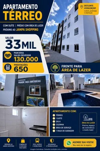 Repasse apartamento com área de lazer térreo com suite no Valentina atrás do cawboy