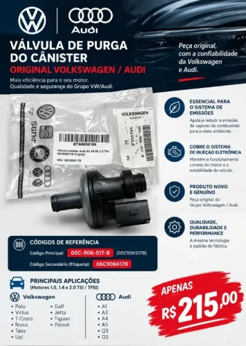 VÁLVULA DE PURGA DO CÂNISTER ORIGINAL VOLKSWAGEN / AUDI