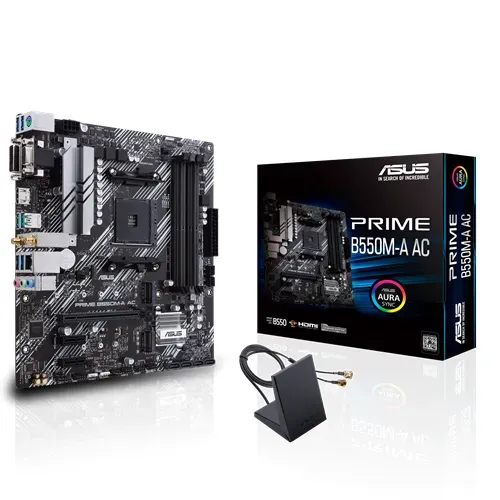 Placa mãe Asus Prime B550M-A AC PCIe 4.0, slots M.2 WiFi HDMI iluminação Aura Sync RGB