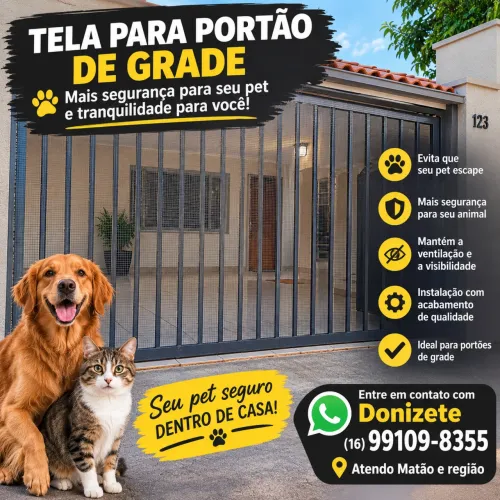 Tela para Portão de Grade - Proteção para Pets