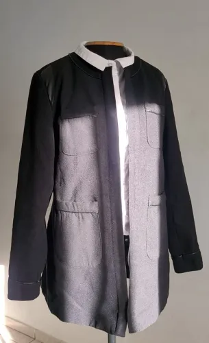 Casaco Feminino Lã Batida Preto, Veste 38, Sem Avarias, Com Bolsos Frontais