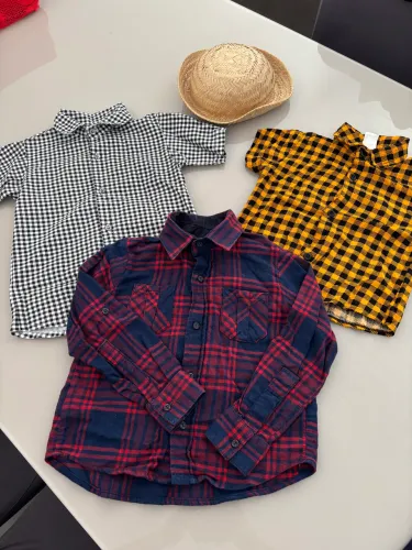 Kit São João 3 Blusas Xadrez + Chapéu de palha 