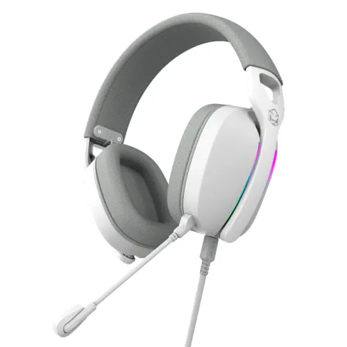 Headset Gamer PCYES Nowy White Ghost USB Surround RGB Driver 40mm Microfone Destacável