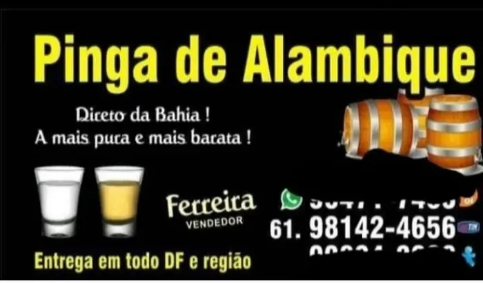 Alambique branca e amarela, pé 2 litros direto da Bahia, zap * Ferreira