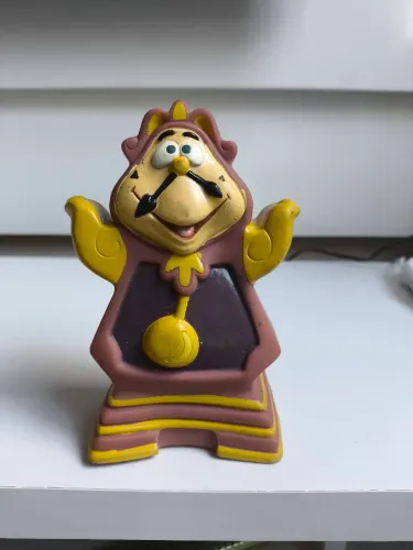 Relógio horloge a bela e a fera disney 14 cm altura plástico