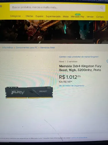 VENDO/TROCO 1x16 de ram 3200Mhz Kingston
