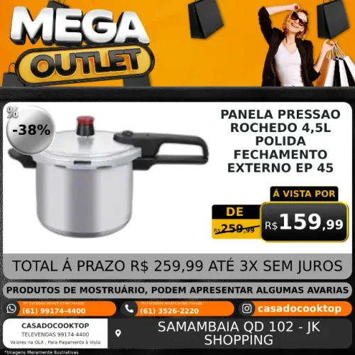 PANELA PRESSAO ROCHEDO 4,5L POLIDA FECHAMENTO EXTERNO EP *0
