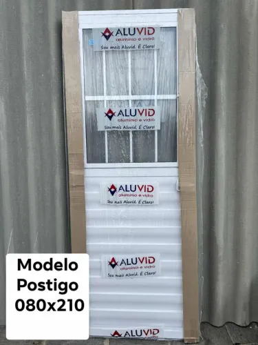 Porta postigo 080x210 Alumínio Branco 