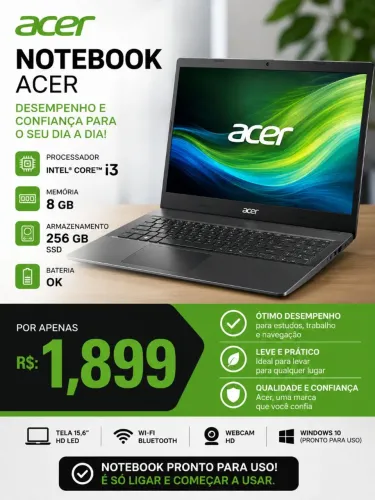ACER CORE i3 7a Geração Garantia de 6 meses