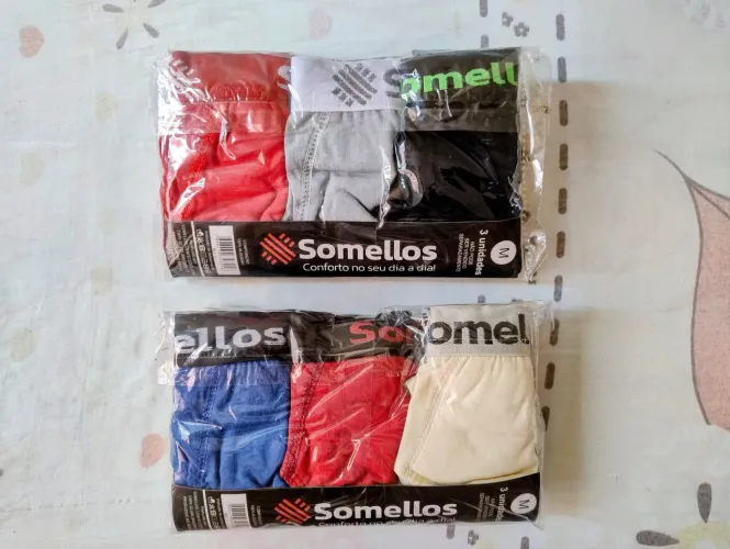 Kit 6 Cuecas Slip Algodão Somellos M<br>