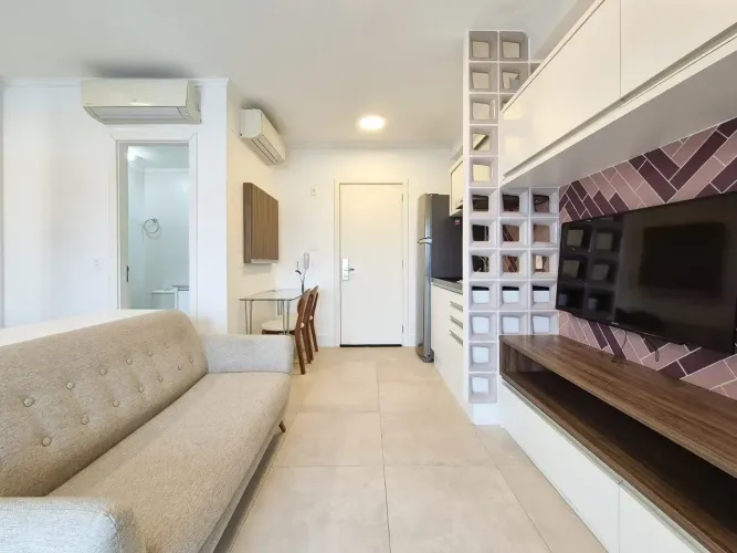 Apartamento mobiliado para locação no Brooklin Paulista  33m², 1 Vaga e Lazer Completo