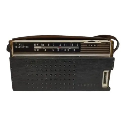 Antigo Rádio De Mão Capa Couro  Não Funciona- Decoração