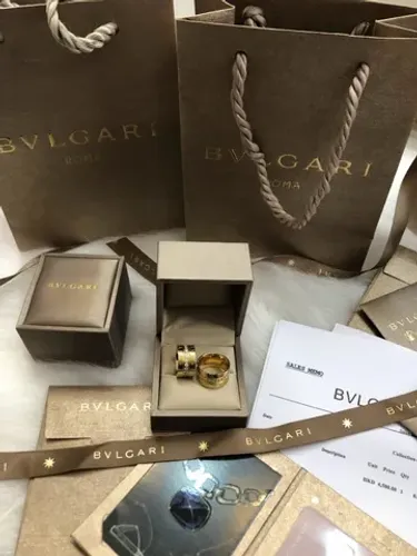 aliança anel bvlgari o par duplo banho de ouro 18 k