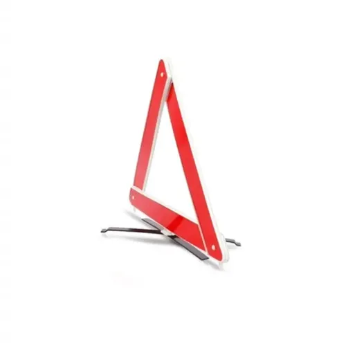 Triangulo Seguranca Sinalização Carro Universal Vermelho Com Base Branca