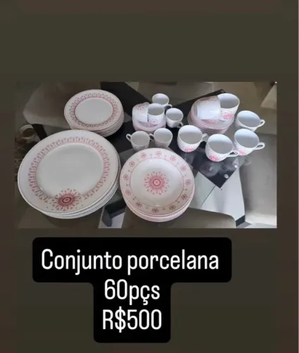 Conjunto porcelana antiguidades 48 peças