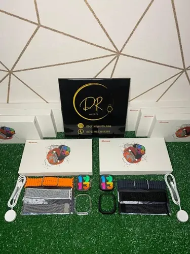 Smartwatch W69 Ultra 49mm 4 Brindes : 2 Pulseiras + Case acrilíco + Película de Vidro