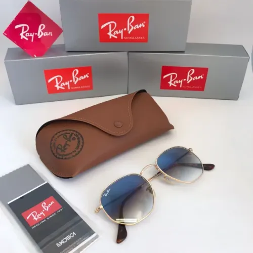 Óculos Ray ban Hexagonal Azul Gold lentes de cristal