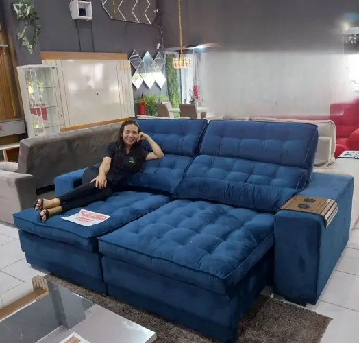 12X SEM JUROS - SOFÁ GRANDE 2,50 M COM MOLAS E PILLOW