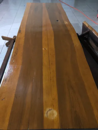 Prancha mesa maciça rústica c/ bancos, 2,40x0,75( acomoda 10 pessoas)