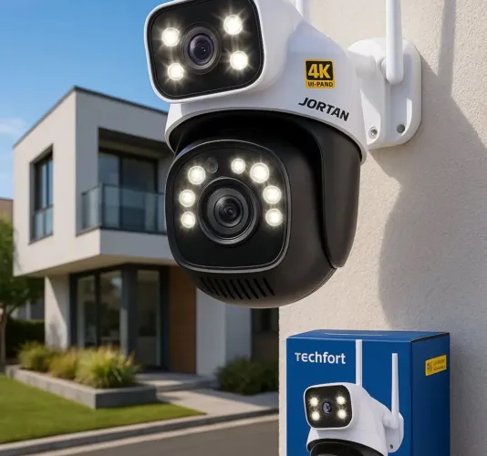 Câmera de Segurança 4K JORTAN - Visão Noturna e Wi-Fi