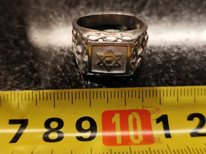 Promoção-Anel Estrela de Davi e anel giratório prata 950