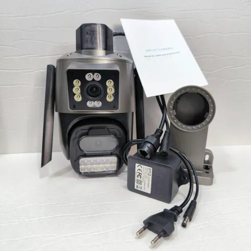 Camera de segurança dupla com alarme sirene visão noturna