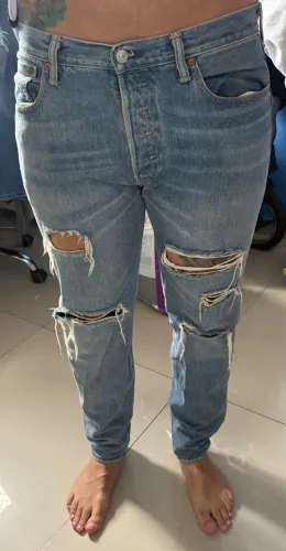 Calça Jeans Destroyed Azul Claro