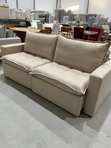 Sofá Sem Caixa Linho Bege NOVO BLACK WOW