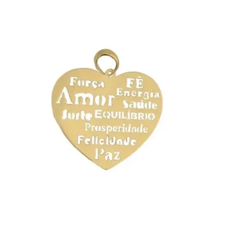 Pingente Força, Fé, Amor, Energia, Equilíbrio, Prosperidade, Felicidade, Paz em Ouro 18 Ki