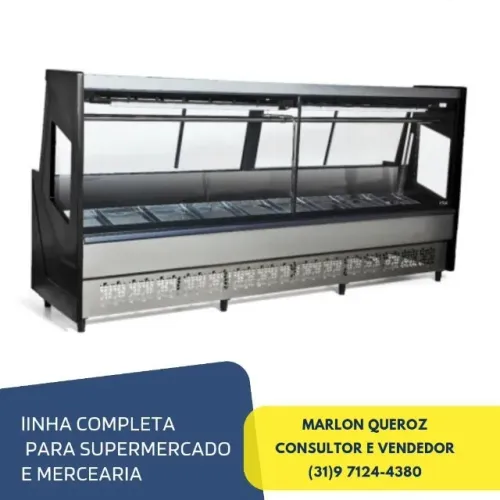 Balcão de Açougue 3M Polar Preto Vidro Reto 220v