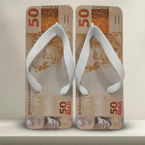 Chinelo Quadrado Masculino estampa de 50 Conto - Sandália Confortável - Presente Divertido