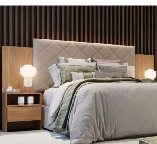 Cabeceira Estofada para Cama Box Casal 1,38 ou 1,58 com Mesa de Cabeceira Everest -NOVA!