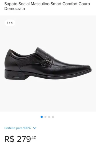 SAPATO SOCIAL MASCULINO SMART COMFORT COURO DEMOCRATA