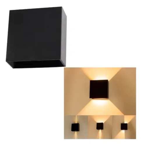 Arandela Led 2 Fachos 5W BQ Preta - Mayler